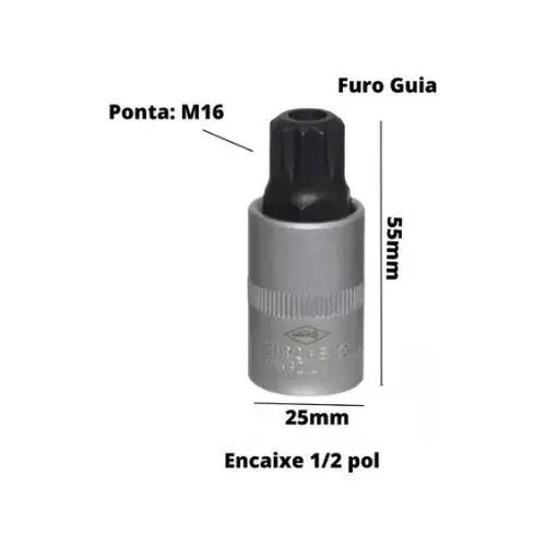 Soquete Multidentado M16 com Furo Guia – Remova o Bujão do Câmbio VW com Segurança e Precisão - Imagem 3