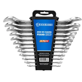 Jogo de Chaves Fixas Cromo Vanadium 12 Peças 6 a 32mm com Suporte