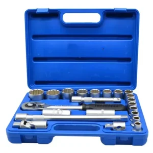 Jogo de Soquetes Estriados 22 Peças 1/2" 8 a 32mm Cromo Vanadium