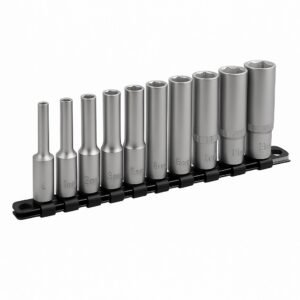 Jogo de Soquetes Longos 1/4" 10 Peças – Estriado ou Sextavado | Alcance, Precisão e Versatilidade Profissional