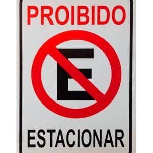 Placa de Sinalização Proibido Estacionar 29x20cm Organização e Segurança