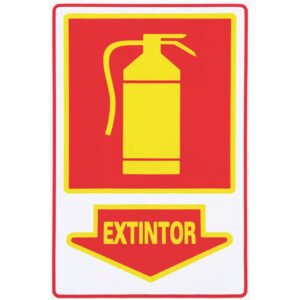Placa de Sinalização Extintor de Incêndio 29x20cm Identificação de Segurança