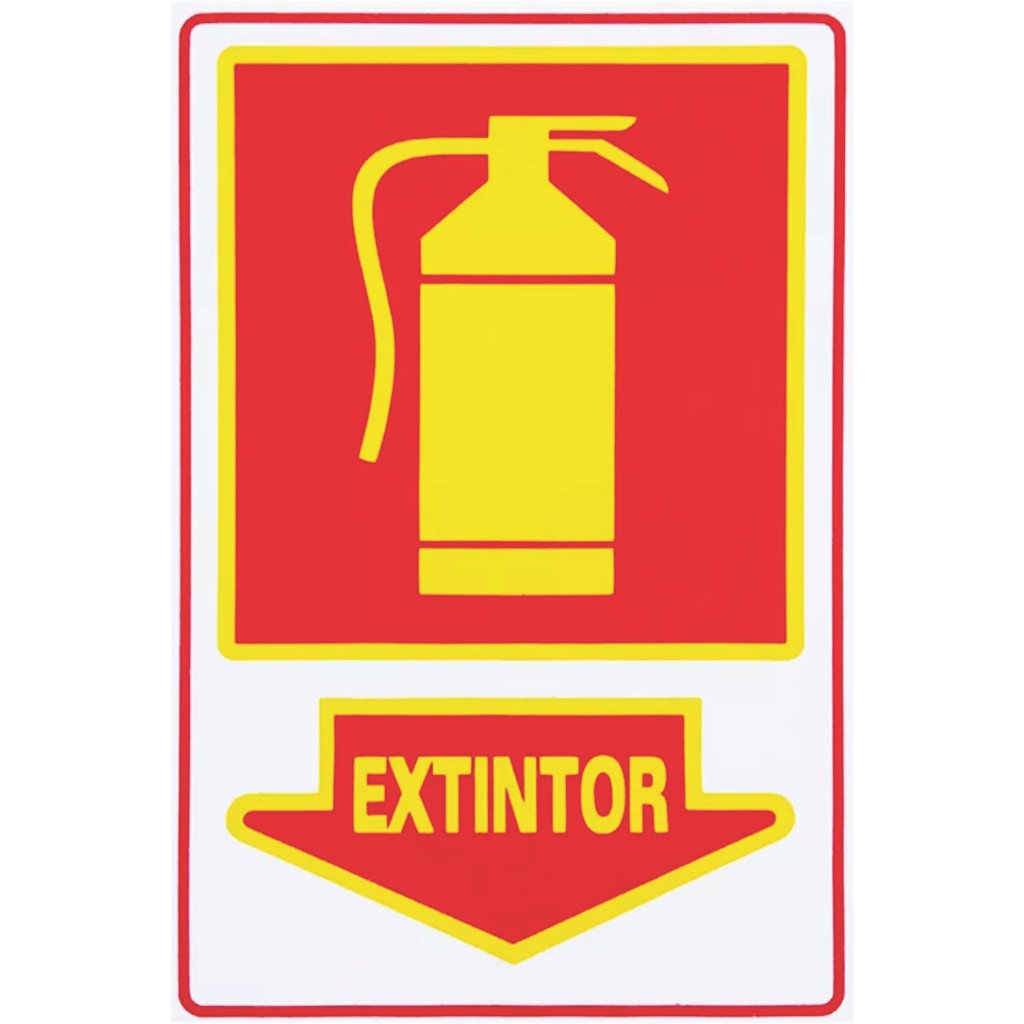 Placa de Sinalização Extintor de Incêndio 29x20cm Identificação de Segurança