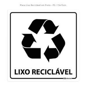 Placa de Sinalização Reciclável 19,5x14cm Identificação para Coleta Seletiva