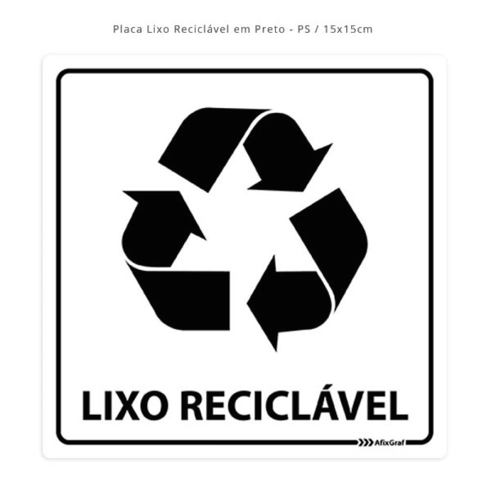 Placa de Sinalização Reciclável 19,5x14cm Identificação para Coleta Seletiva