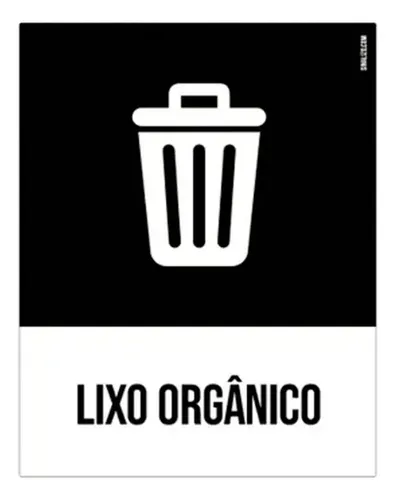 Placa de Sinalização Lixo Orgânico 19,5x15cm Identificação para Coleta Seletiva